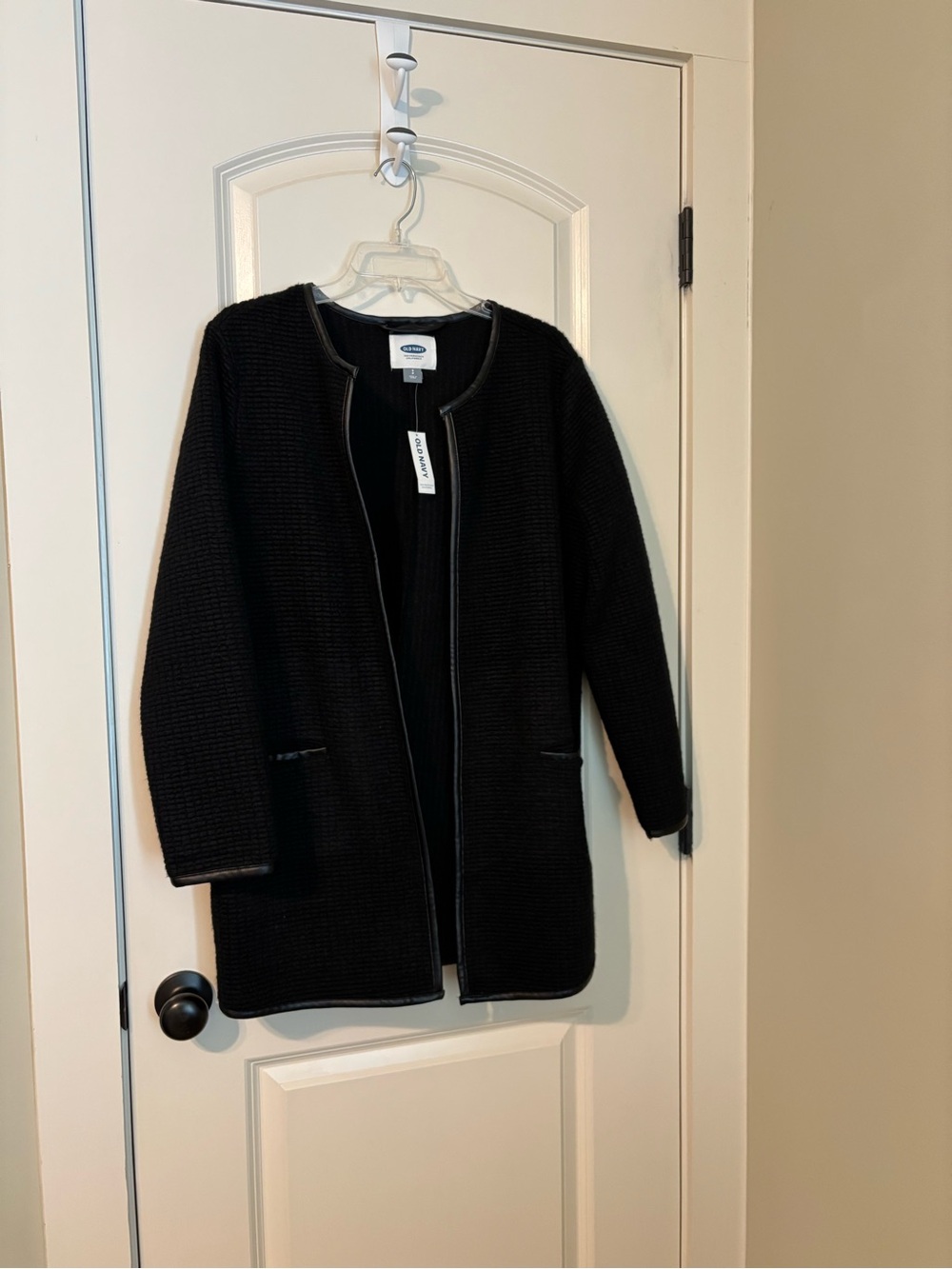 Old Navy Black Open-Front Knit Pea Coat New w Tags
